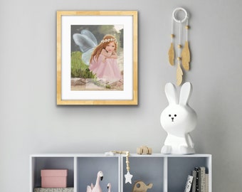 Cute Fairy Girl,  Fine Art Print, Giclée Print, Fairy Wall Decor, Baby Nursery Decor, Fairy Lovers Gift Idea