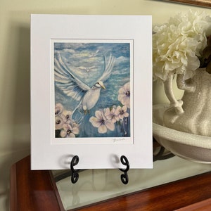 Heaven Sent - Dove Fine Art Print, Dove Art, Dove Painting, Spiritual Art, Mat Included