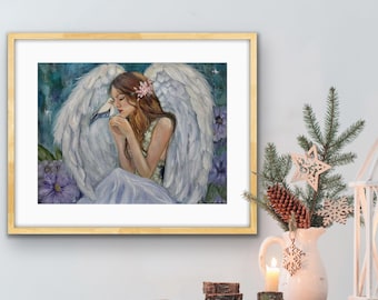 傷ついた天使の版画：ヒューゴ・シンベルグの絵画、北欧美術 - Etsy 日本