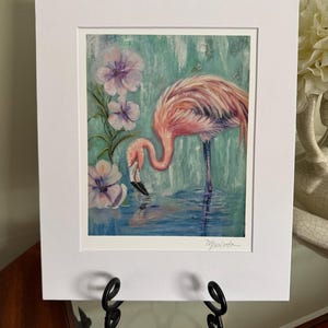 Reflection- Flamingo Fine Art Print, Flamingo Art, Flamingo Decor, Flamingo Lover Gift, Mat Included