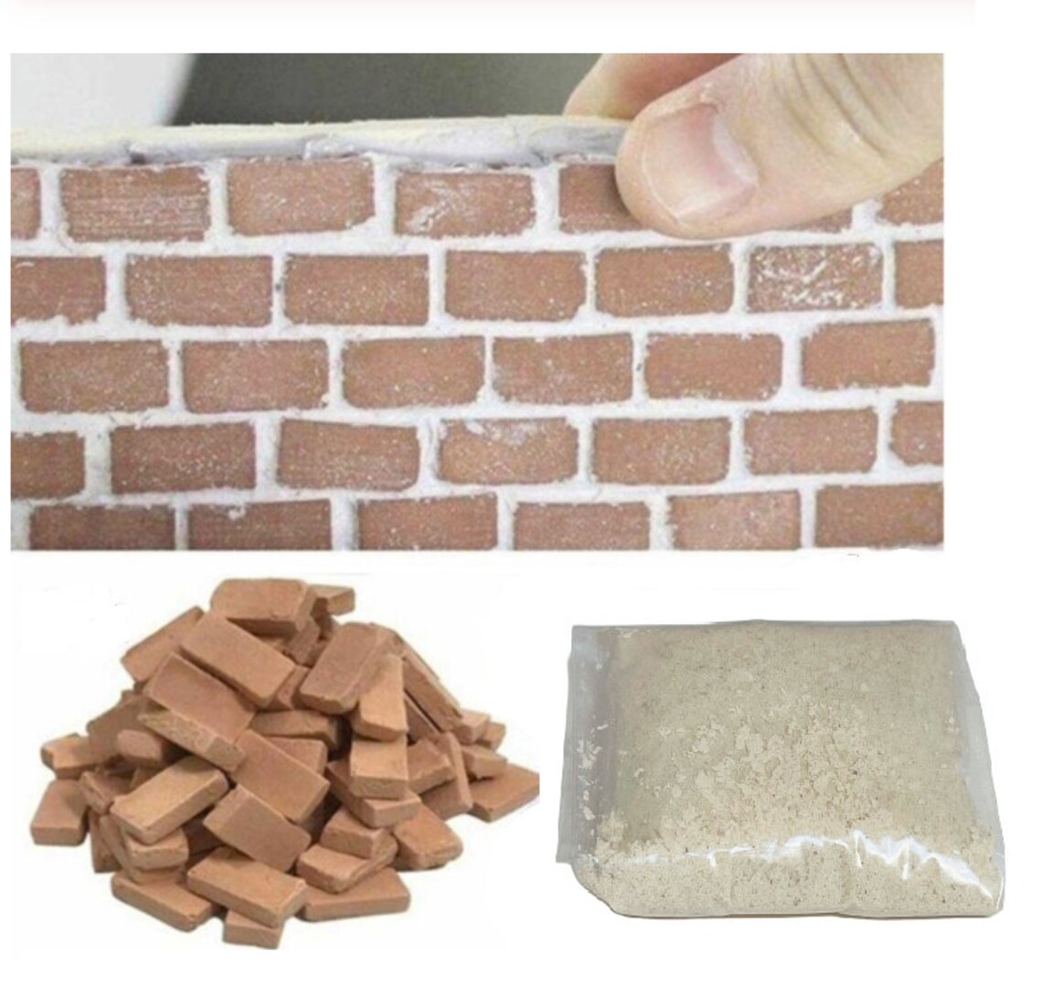 Dollhouse Miniature Model Bricks 100 pcs and Cement Mortar Etsy