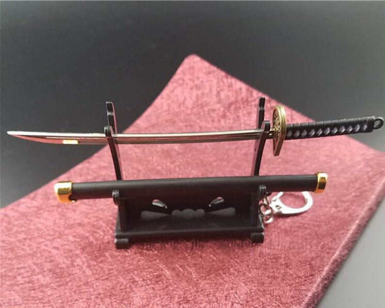 Mini Katana Sword Knife Keychain and Stand Anime Ninja Etsy