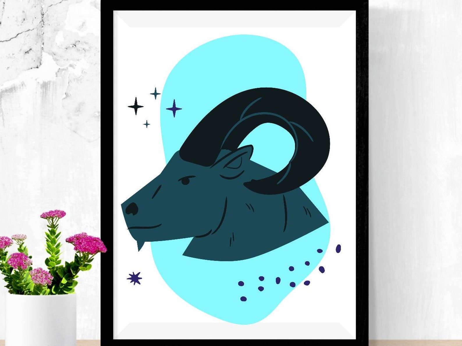 Capricorn Earth Zodiac Sign Wall Art Deoor 8.5 X Etsy
