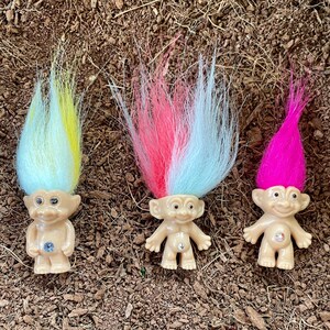 Vintage troll doll, mini troll doll, garden troll doll, good luck troll, Birthstones, mini fairy garden troll, 1" troll doll, retro troll