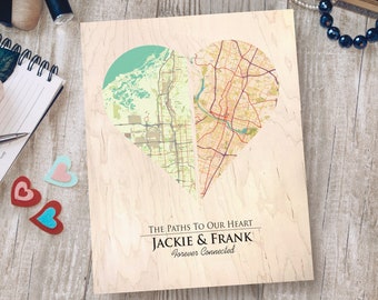 Location Love Map Heart Shape Plaque, Custom Personalized Present for Boyfriend Girlfriend, Wedding Anniversary Vacation Memory Gift