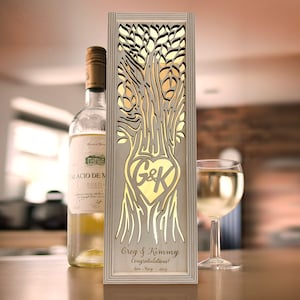 BOGO Custom Engraved Lantern Wine Box, Sustainable Home Décor Keepsake, Engagement Wedding Anniversary Gift, Wine Lovers Reusable Present