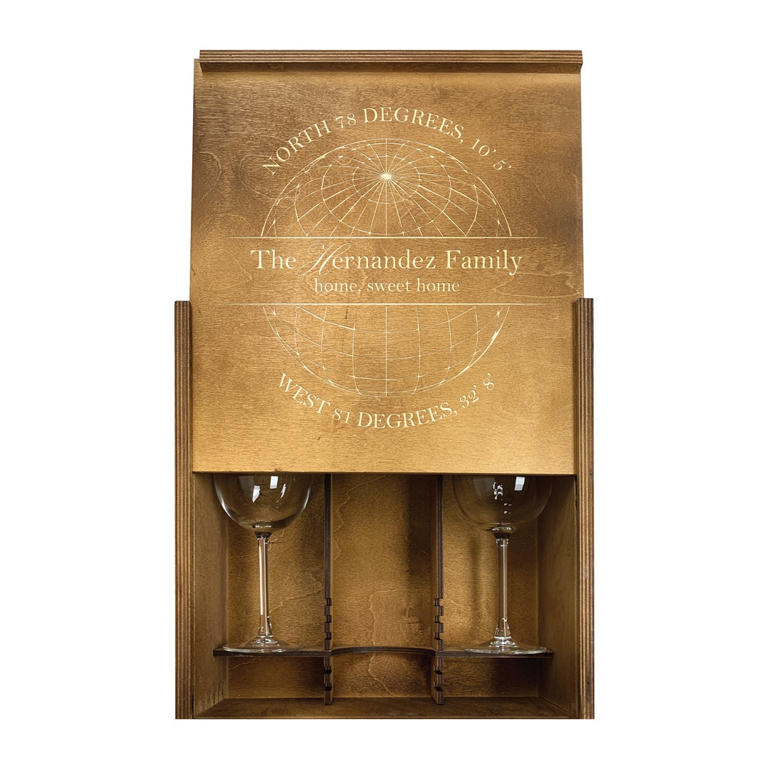 Custom Engraved New Home Wine Box Gift Set, Personalized First House