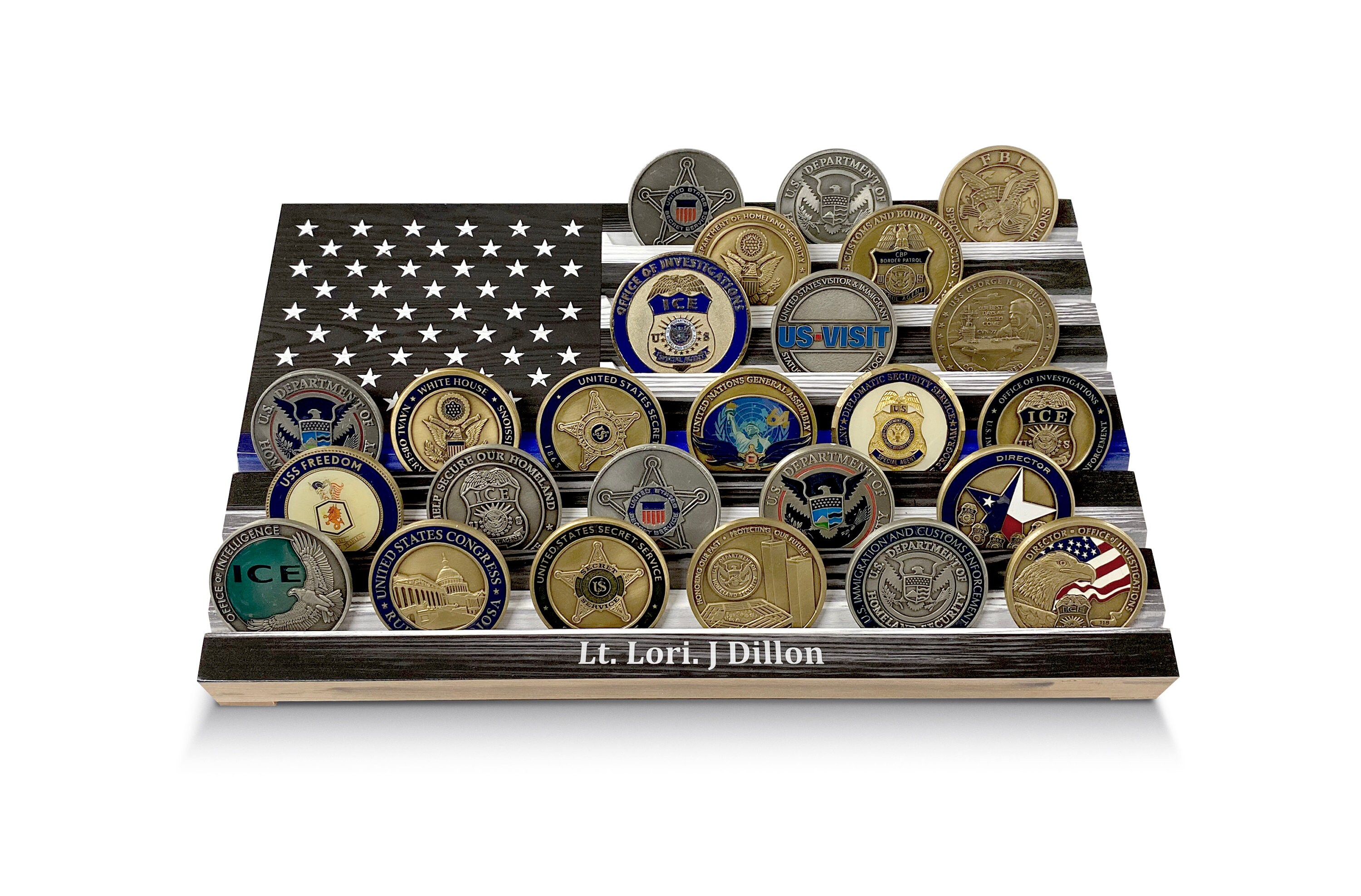 Thin Blue Line Challenge Coin Box Thin Blue Line Coin Display LEO Coin