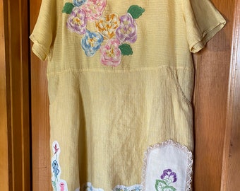 Upcycled Vintage FLAX brand linen dress