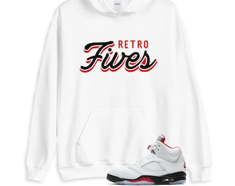 Jordan 5 Retro Fire Red Hoody, Retro Fives, Unisex Hoodie