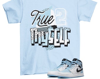 Stay True Jordan 1 Mid Ice Blue Sneaker Matching Tee Shirt