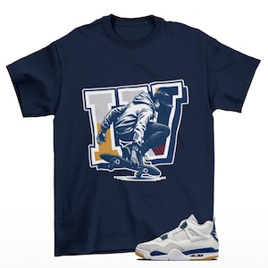 Für die Kultur Jordan 4 SB Weiß Navy Sneaker Passendes T-Shirt