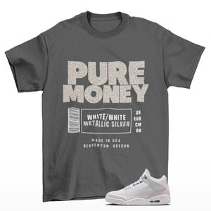 Camiseta Jordan 3 Pure Money a juego con zapatillas Money Label, color gris