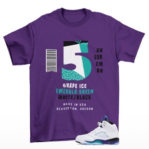 Sneaker Label Jordan 5 Grape Sneaker Matching Tee Shirt Purple