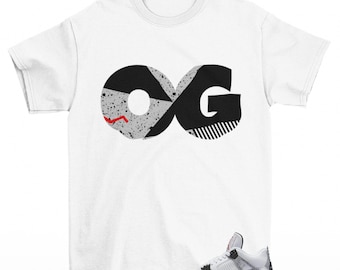 Sneaker OG Jordan 4 White Cement Sneaker Matching Tee Shirt White