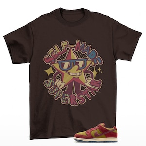 Superstar Dunk SB Low Dark Team Red Olive Flak Matching Sneaker Tee Shirt Brown