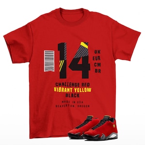 Sneaker Label Jordan 14 Challenge Red Sneaker Matching Tee Shirt