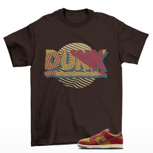 Sunset Dunk SB Low Dark Team Red Olive Flak Matching Sneaker Tee Shirt Brown
