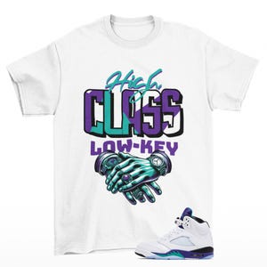 High Class Jordan 5 Grape Sneaker Matching Tee Shirt White