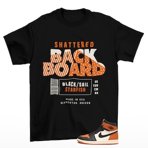 Sneaker Label Jordan 1 High OG Shattered Backboard Matching Sneaker Tee Shirt