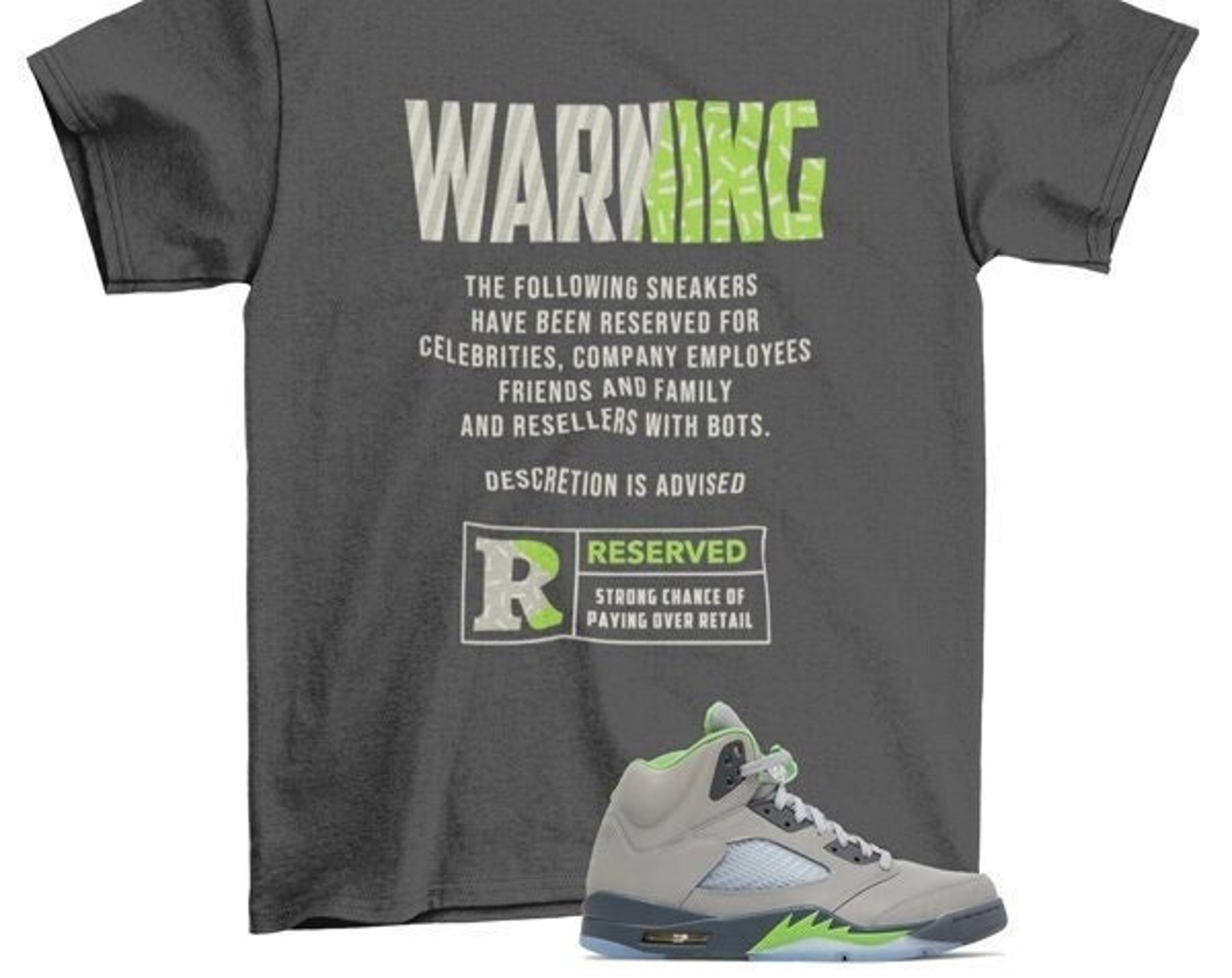 Discover Warning Jordan 5 Green Bean Matching Sneaker Tee