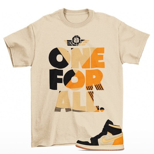 One For All Jordan 1 High Zoom CMFT Celestial Gold Sneaker Matching Tee Shirt
