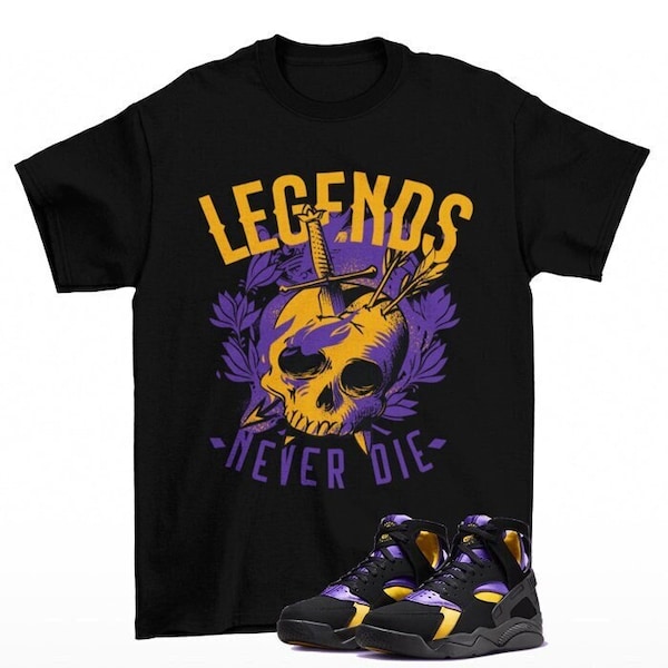 Legendary Flight Huarache Black Varsity Purple Sneaker Matching Tee Shirt