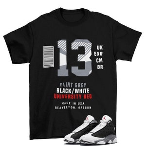 Box Label Jordan 13 Black Flint Sneaker Matching Tee Shirt