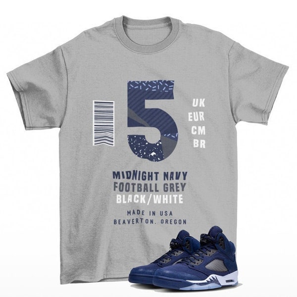 Sneaker Label Jordan 5 Midnight Navy Sneaker Matching Tee Shirt