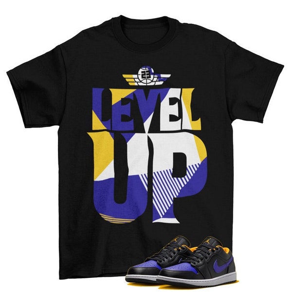 Level Up Jordan 1 Low Dark Concord Taxi Black Sneaker Matching Tee Shirt