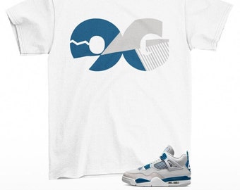 Sneaker OG Jordan 4 Industrial Blue Sneaker Matching Tee Shirt White