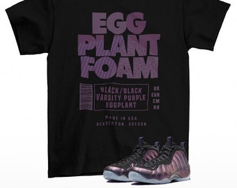 Sneaker Label Foamposite Eggplant Sneaker Matching Tee Shirt