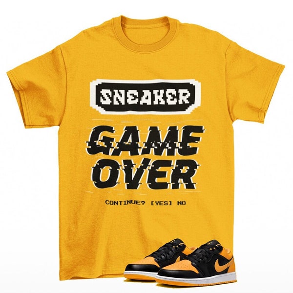Game Over Jordan 1 Low Yellow Ochre Sneaker Matching Tee Shirt