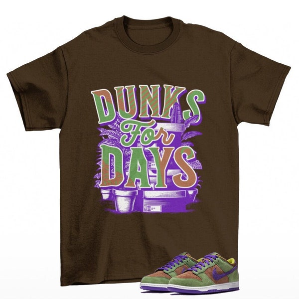 Stacked Dunk Low Veneer Sneaker Matching Tee Shirt Brown