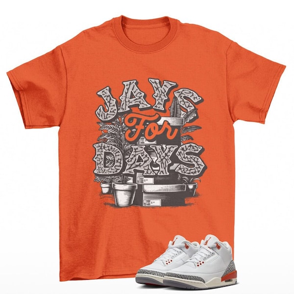 Stacked Jordan 3 Georgia Peach Sneaker Matching Tee Shirt Orange