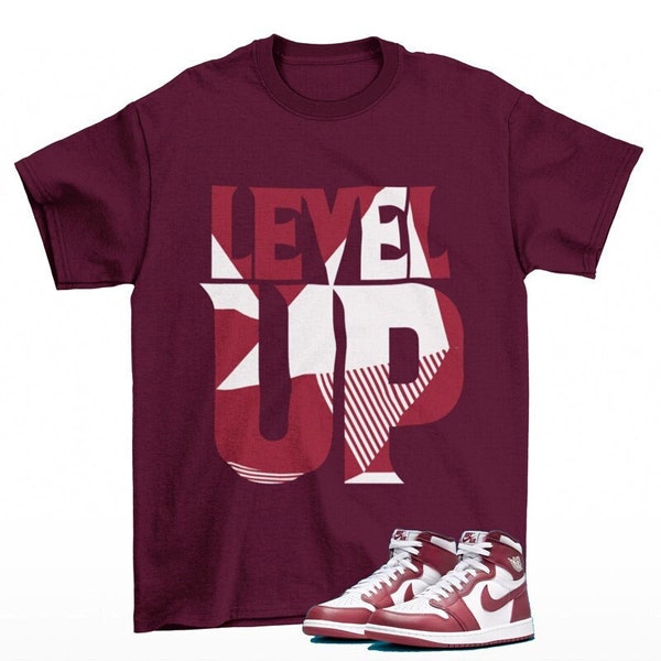 Level Up Jordan 1 High OG Team Red Sneaker Matching Tee Shirt