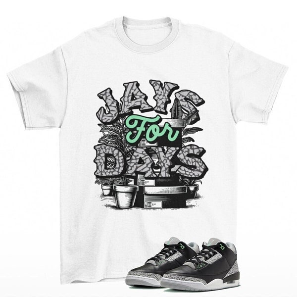 Stacked Jordan 3 Retro Green Glow Sneaker Matching Tee Shirt