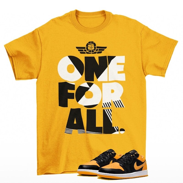 One For All Jordan 1 Low Yellow Ochre Sneaker Matching Tee Shirt