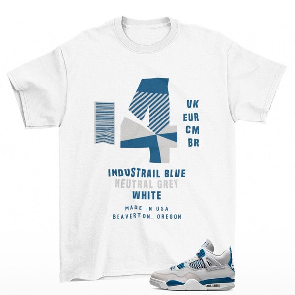 Sneaker Label Jordan 4 Industrieel blauw sneaker bijpassend T-shirt