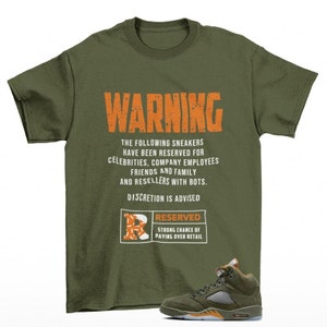 Reserved Jordan 5 Olive Retro Sneaker Matching Tee Shirt