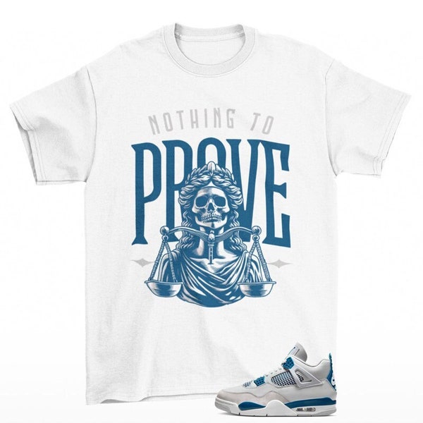 Proof Jordan 4 industriële blauwe sneaker bijpassend T-shirt wit