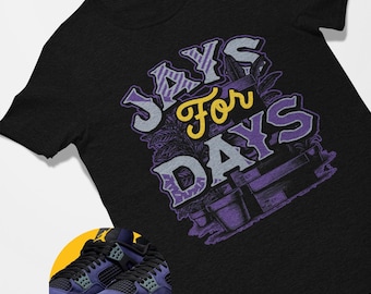 Camiseta negra con zapatillas a juego Jordan 4 Imperial Purple Stacked