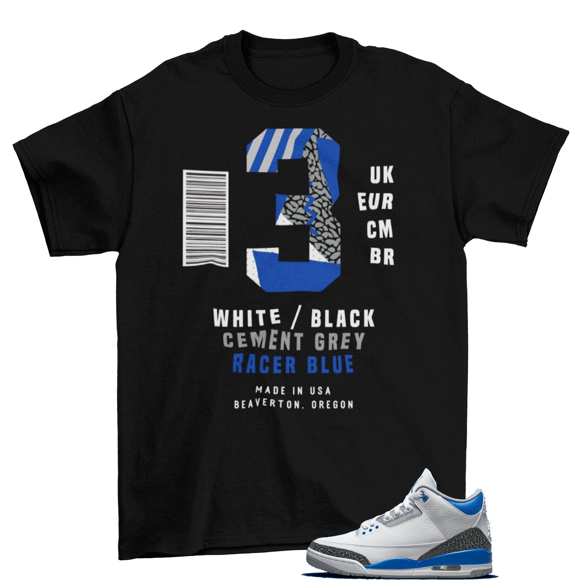 racer blue jordan 3 shirt