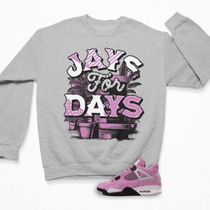 Stacked Jordan 4 Orchid Sneaker Matching Sweatshirt Heather Grey