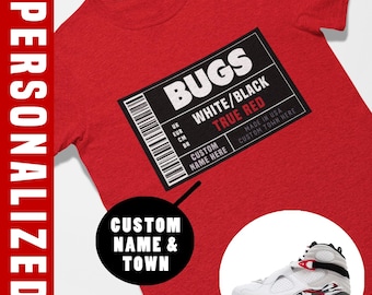 Custom Sneaker Label Jordan 8 Bugs Matching Sneaker Tee Shirt