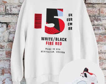 Sneaker Label Jordan Fire Red Sneaker Matching Crewneck