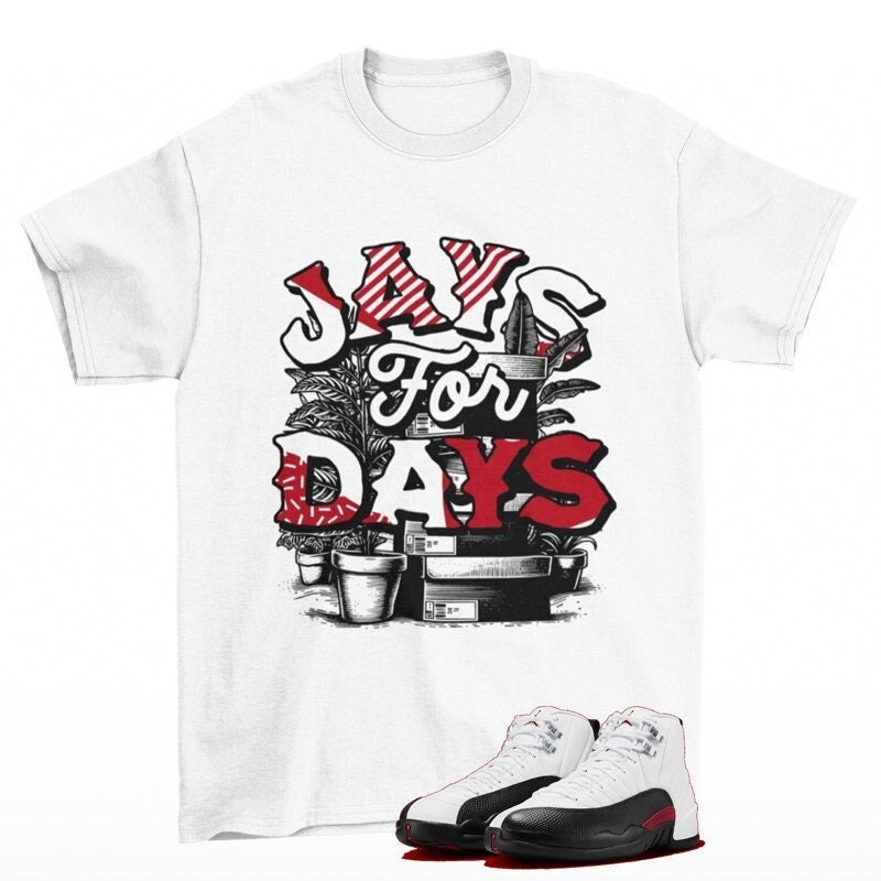 SNKRFREAK Stacked Jordan 12 Red Taxi Sneaker Matching Tee Shirt White