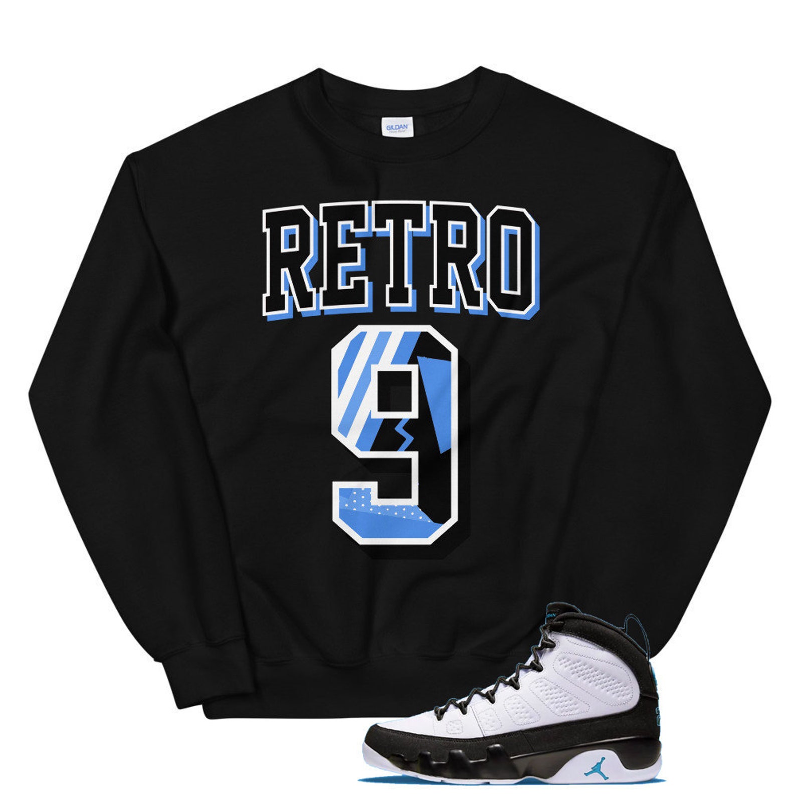 university blue jordan 9 clothing