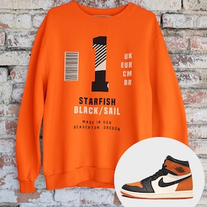Sneaker Label Jordan 1 Shattered Backboard Sneaker Matching Crewneck Sweatshirt Orange