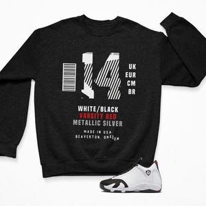 Sneaker Label Jordan 14 Black Toe Sneaker Matching Sweatshirt Black